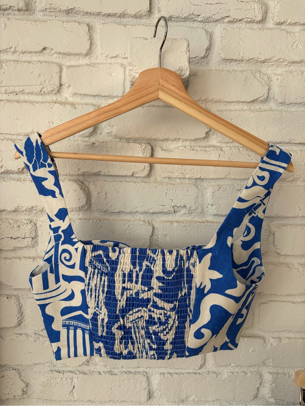 Two piece Blue Abstract Print Tie-Waist Maxi Skirt and top - Picture 5 of 6